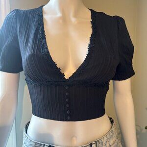 Navy Crop Top Blouse